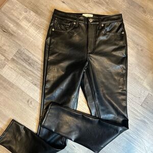 Universal Thread Pants Womens 8 R Black High Rise Skinny Coated Faux Leather New